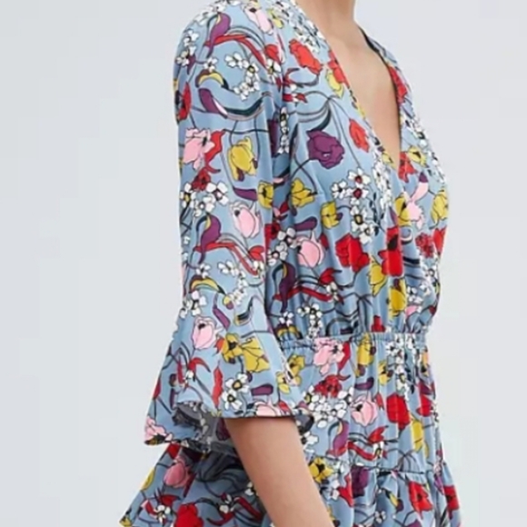 NWT Y.A.S Bold Floral Mini Wrap Dress - Picture 5 of 7